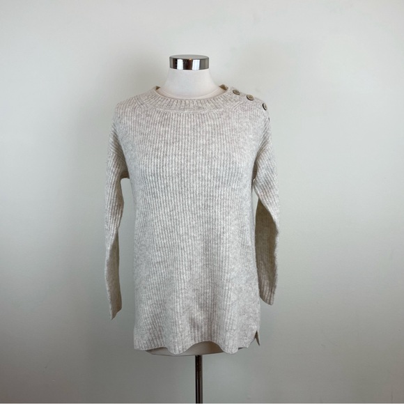 Vince Camuto Cream Tan Button Accent Knit Long Sleeve Sweater Women XS - Picture 1 of 7